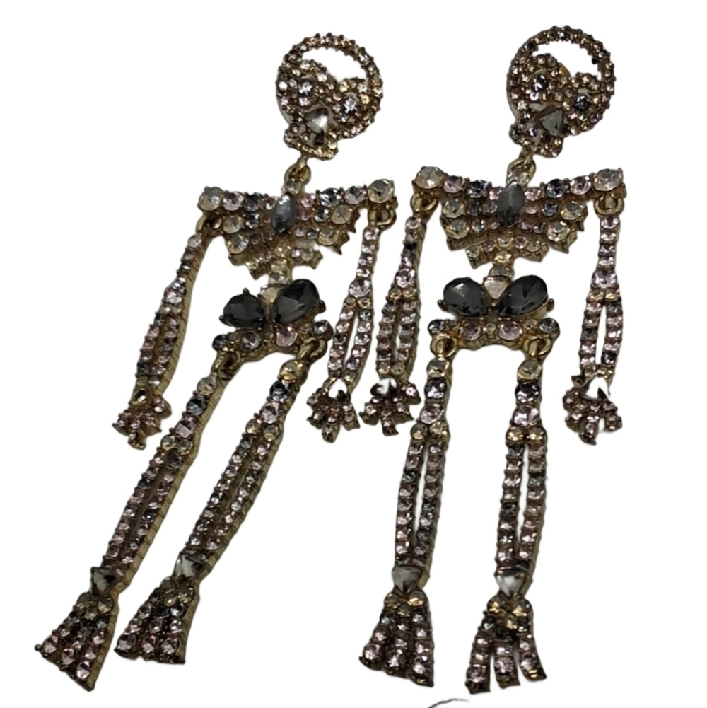 Dazzling Rhinestone Skeleton Dangle Earrings - St… - image 3